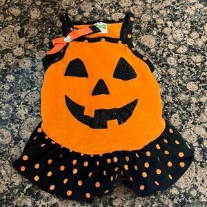 Wag A tude Jack O lantern Halloween Dog Dress Size medium ( made for small dogs)